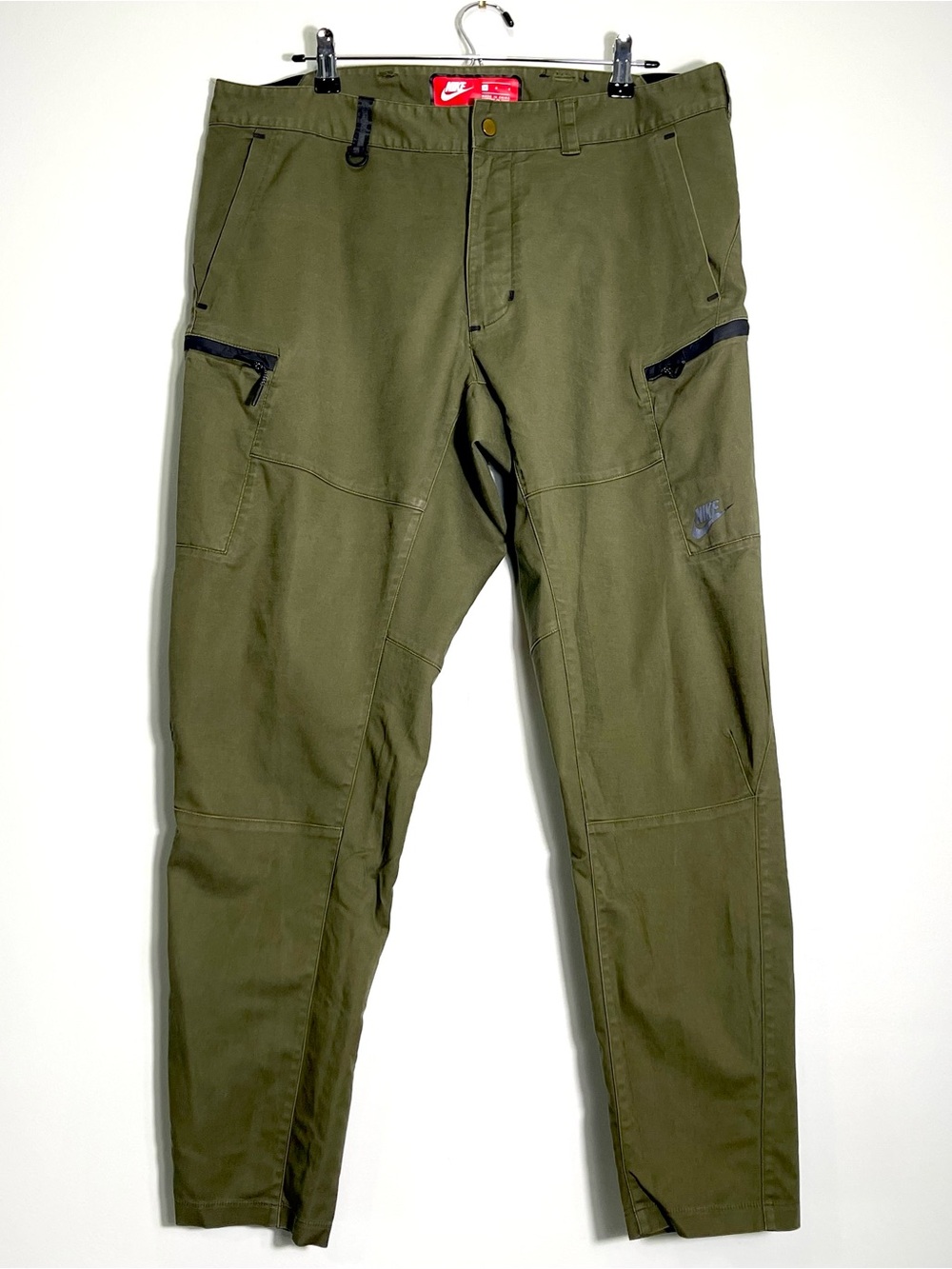 NIKE Men's Cargo Olive Green Zip Pockets Stretch Outdoor Hiking Pants Size 36